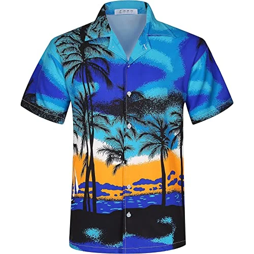 100% Polyester Short Sleeve Casual Hawaiian Shirt / Pocekt 1