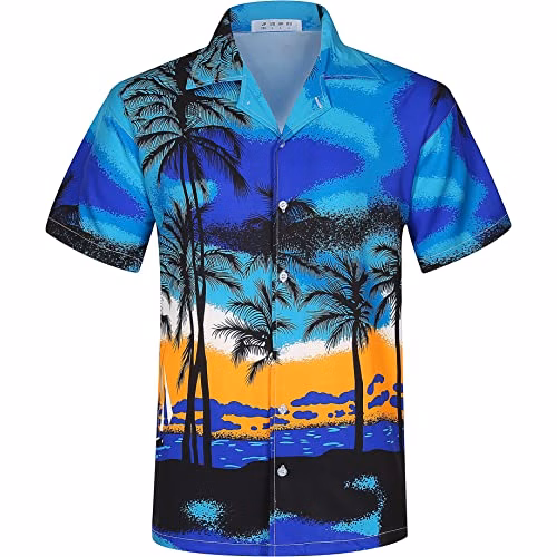 100% Polyester Short Sleeve Casual Hawaiian Shirt / Pocekt