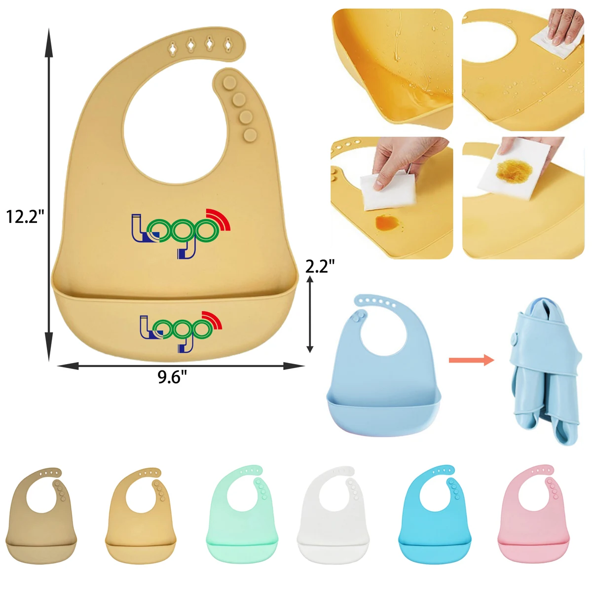 MOQ 50 PCS Stylish Adjustable Silicone Toddler Feeding Bib 1