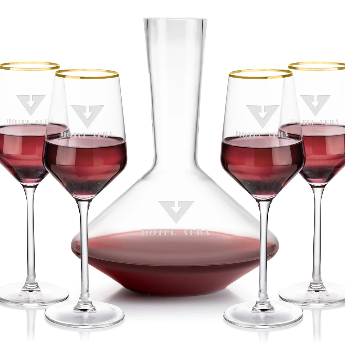 Tucson Carafe & Wine Set - Gold Rim 1
