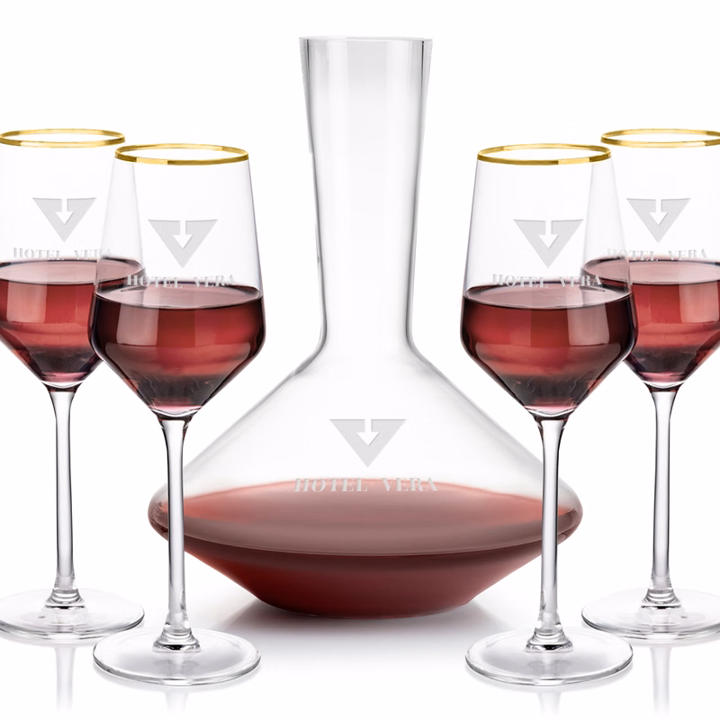 Tucson Carafe & Wine Set - Gold Rim