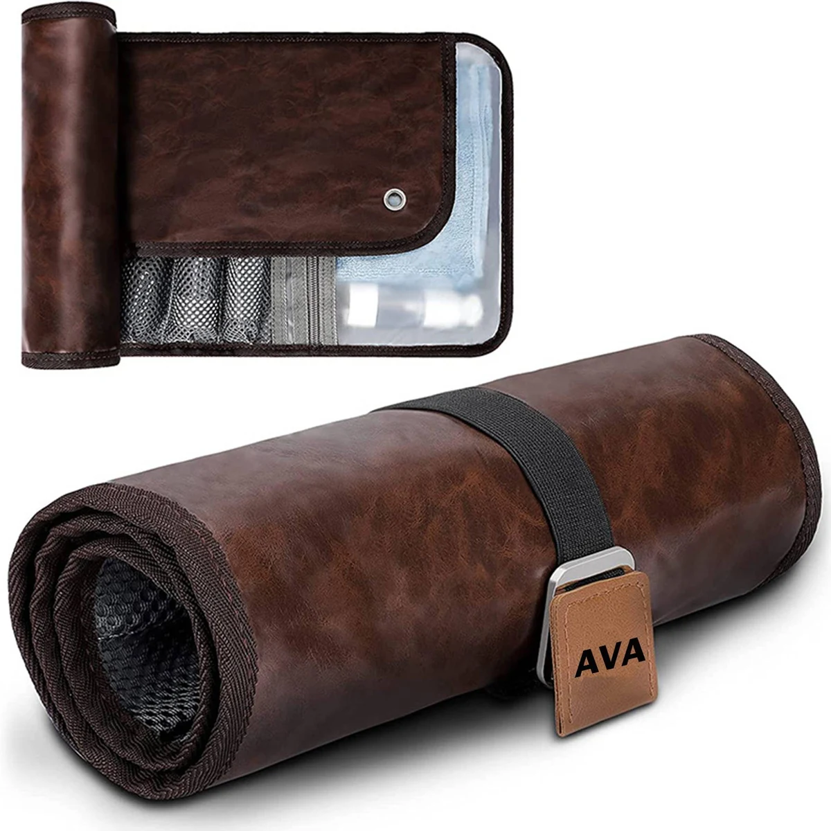 Men's Portable PU Leather Care Kit Toiletry Bag 1