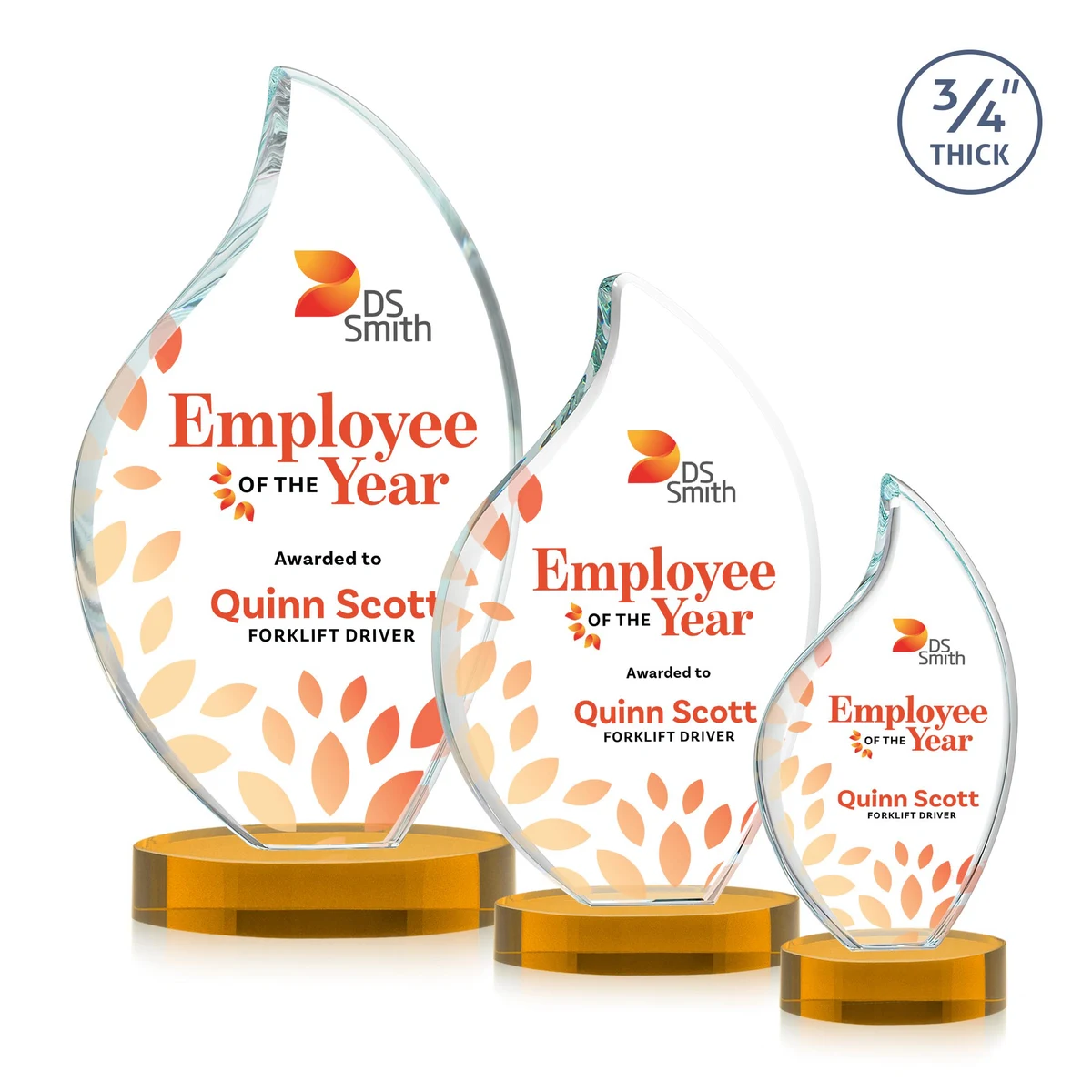 Odessy Flame VividPrint™ Award on Alberton Base - Amber 1