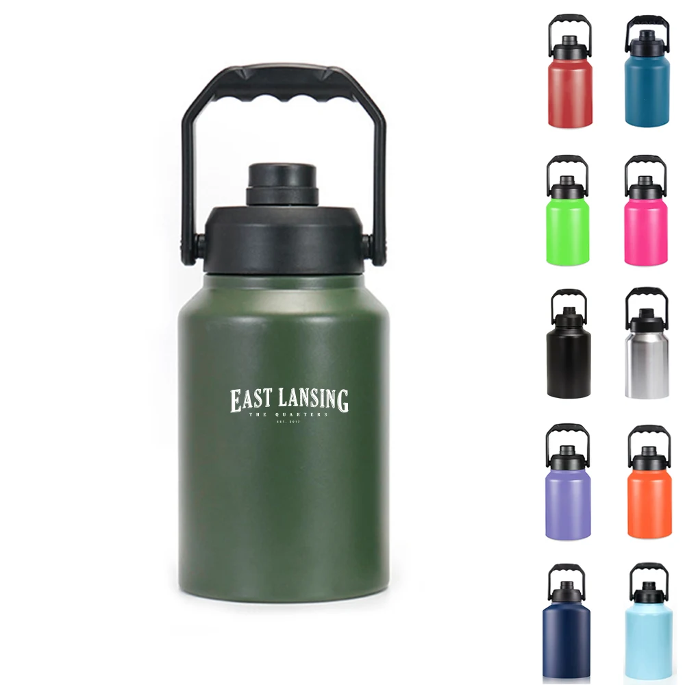 Half Gallon Water Bottle Insulated with Handle, custom water bottle with logo imprint 1
