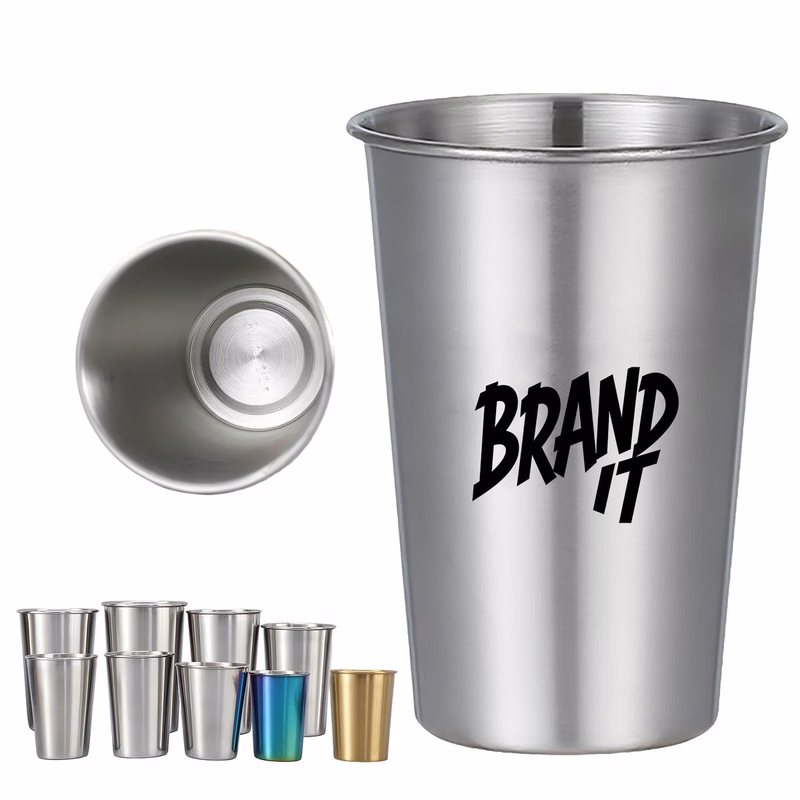 16 oz Single Wall Stainless Steel Beer Pint Cup