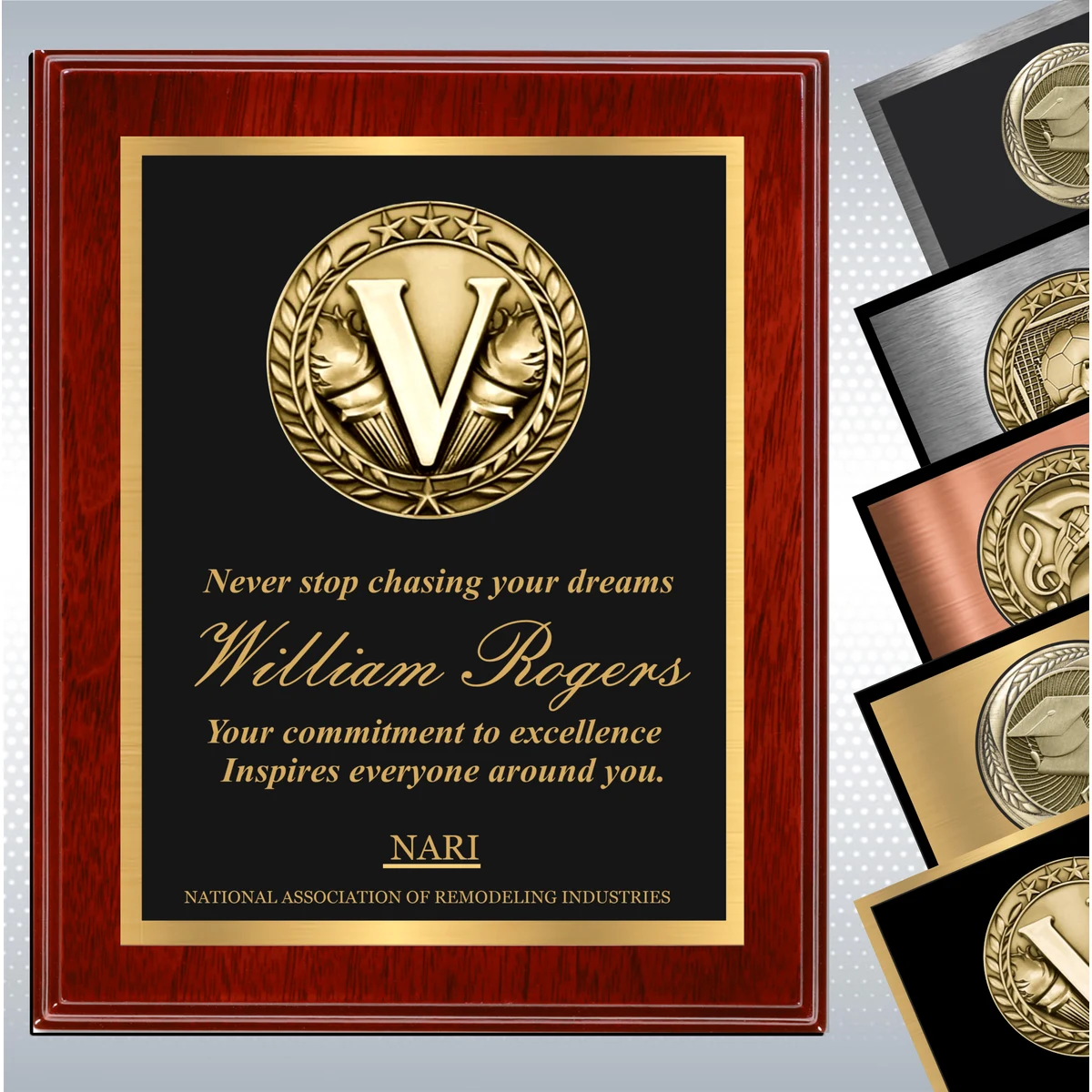 Mahogany Finish Plaque w/Medallion Over Double Plate 1