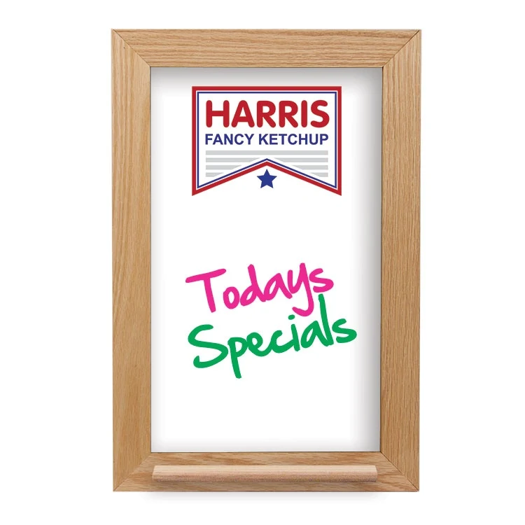 Wall Oak Frame Wet Erase Board with Tray - 12"w x 18"h 1