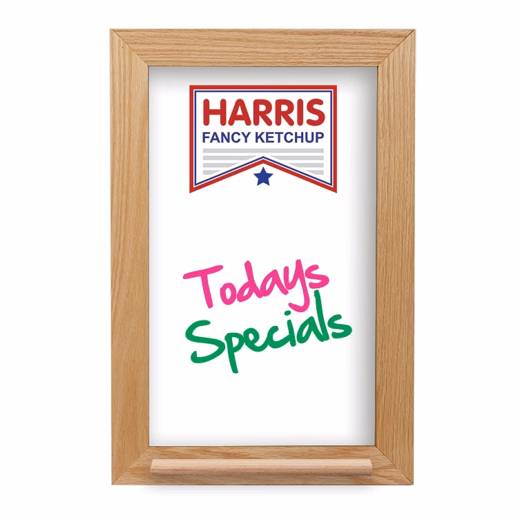Wall Oak Frame Wet Erase Board with Tray - 12"w x 18"h