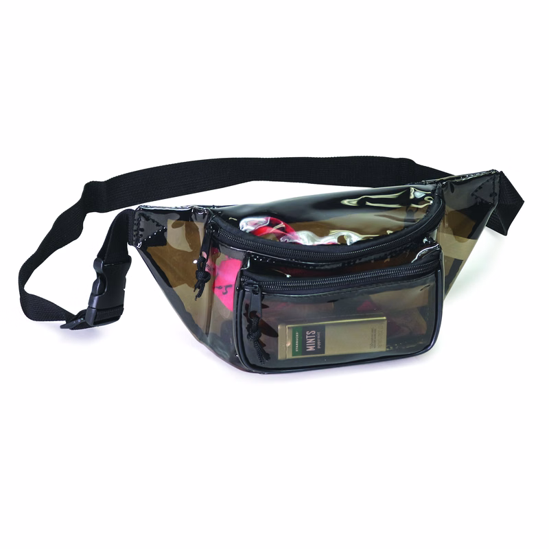 Clear Vinyl Multi Pocket Zippered Fanny Pack