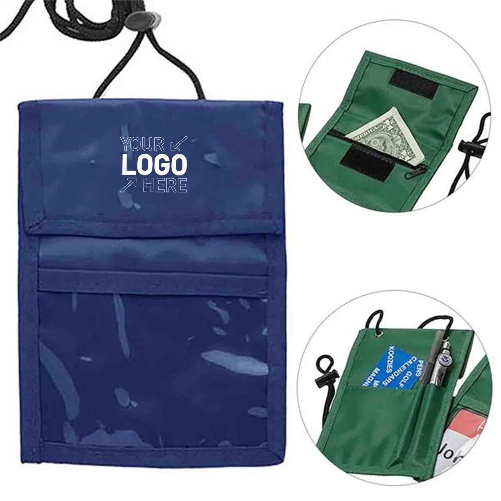 Large Badge Holder Neck Wallets With Clear Display Window 1