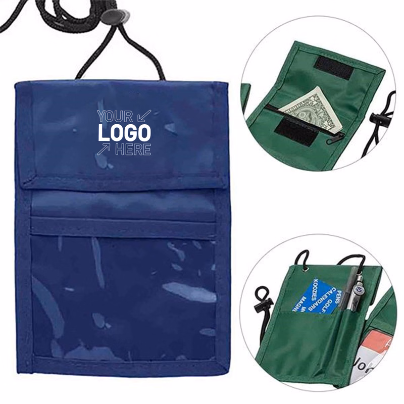 Large Badge Holder Neck Wallets With Clear Display Window