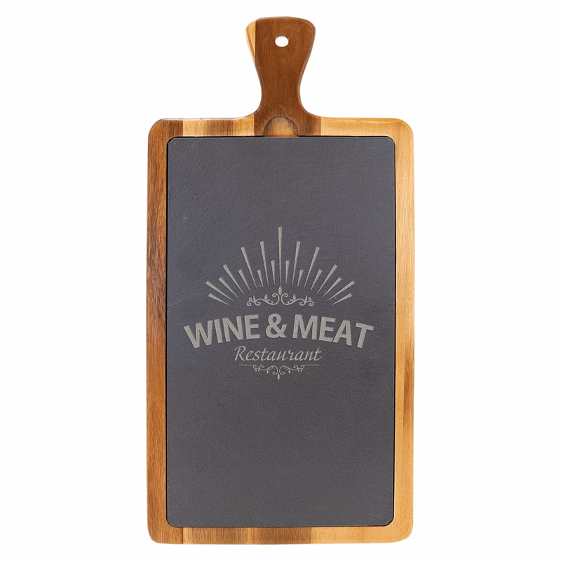 16" x 7" Acacia Wood/Slate Cutting Board