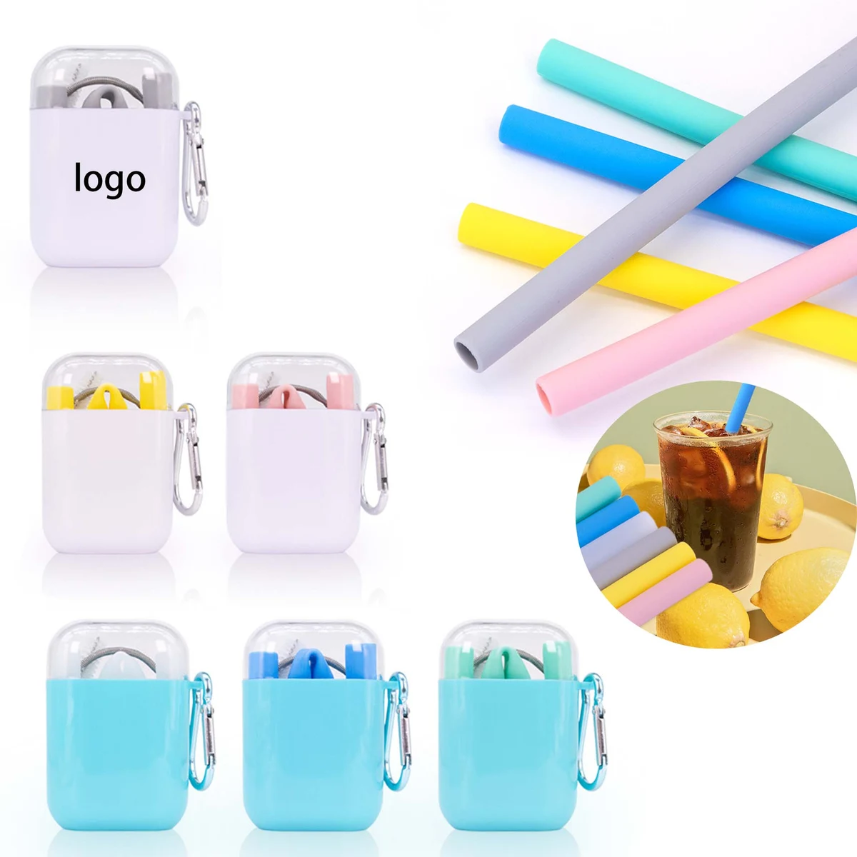 Portable Silicone Straw in Case with Key Chain 1