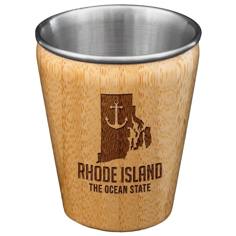 Rhode Island State Bamboo and Stainless Steel Shot Glass 1
