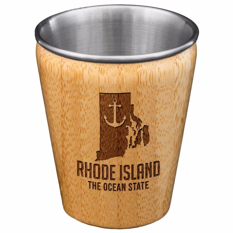 Rhode Island State Bamboo and Stainless Steel Shot Glass