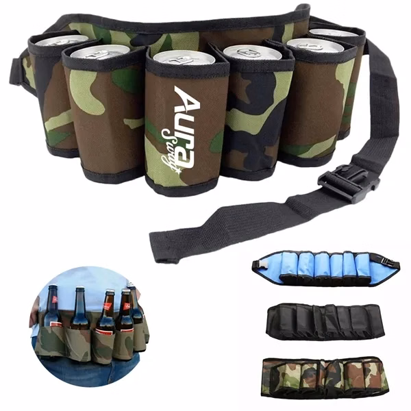 Custom 6 Can Nylon Waist Belt Holder — Full-Color Outdoor Event Giveaway