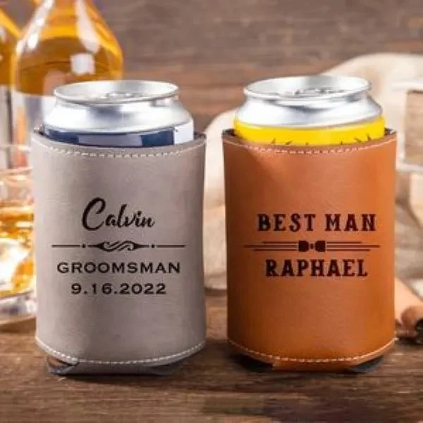 Personalized Laser Leatherette Beer Stubby Cooler 1
