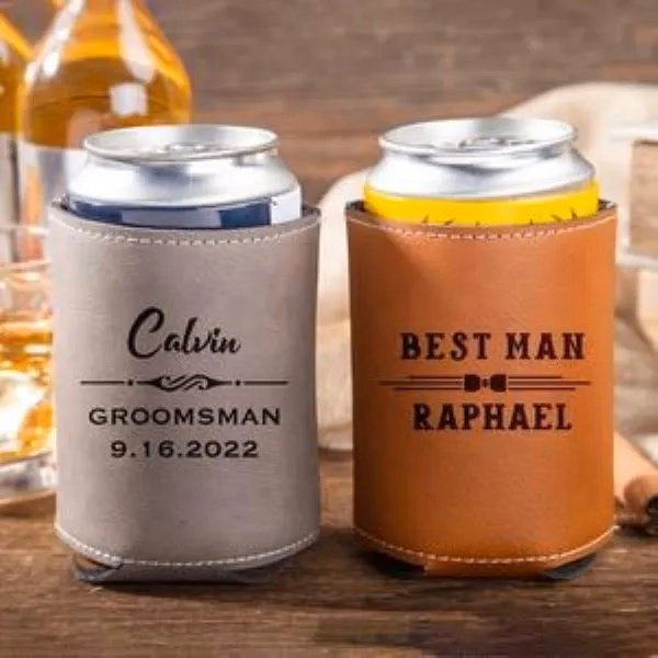Personalized Laser Leatherette Beer Stubby Cooler