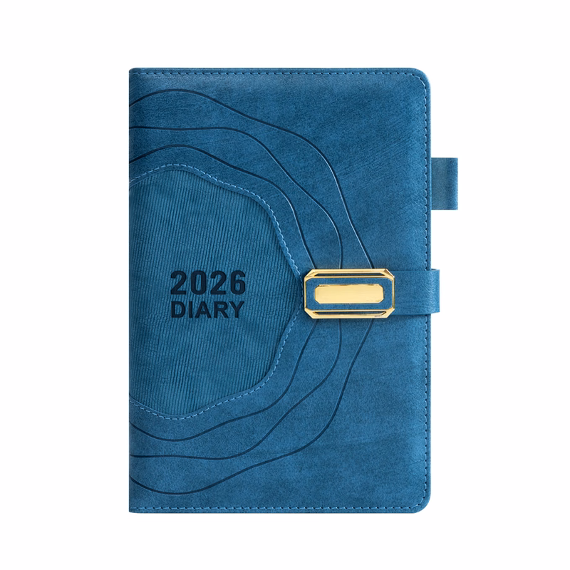 A5 Textured PU Leather 2026 Planner with Pen Holder, Weekly & Monthly