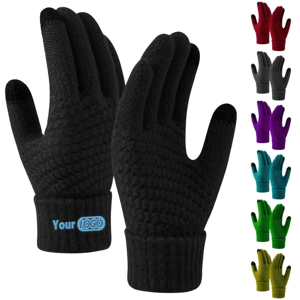 Polyester Stay Warm Touchscreen Winter Knitted Gloves 1