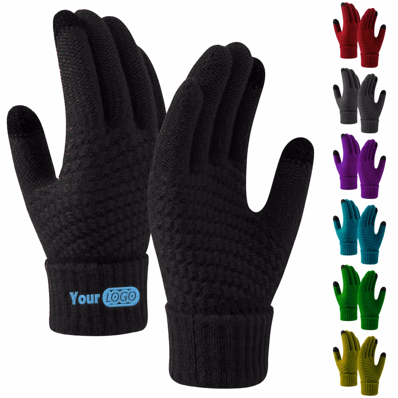 Polyester Stay Warm Touchscreen Winter Knitted Gloves