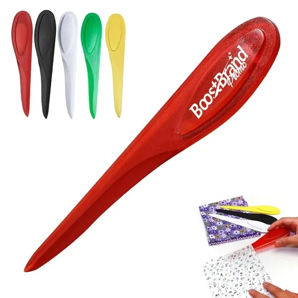 Custom 6.69 Inch Lightweight Plastic Letter Opener Smooth Edge — Daily Office Mail 1