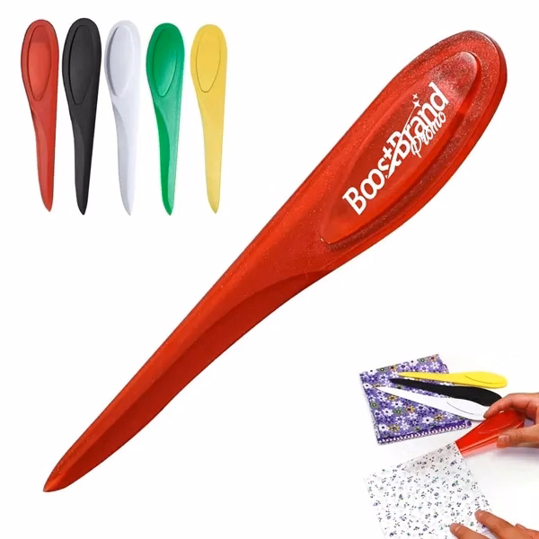 Custom 6.69 Inch Lightweight Plastic Letter Opener Smooth Edge — Daily Office Mail