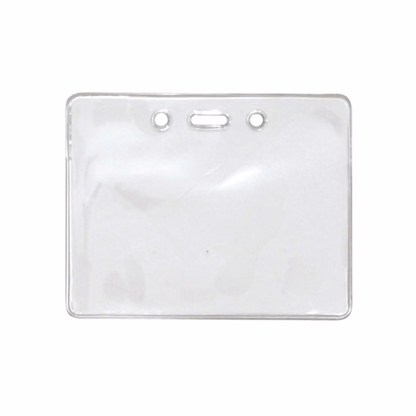 3.80" W x 3.00" H - Horizontal Clear Vinyl Badge Holder (Blank)