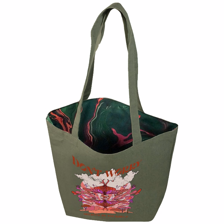 Reversible Olive Drab Cotton Tote