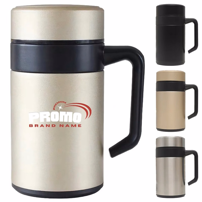 Business Office Vacuum Insulated Water Bottle Cup w/ Handle