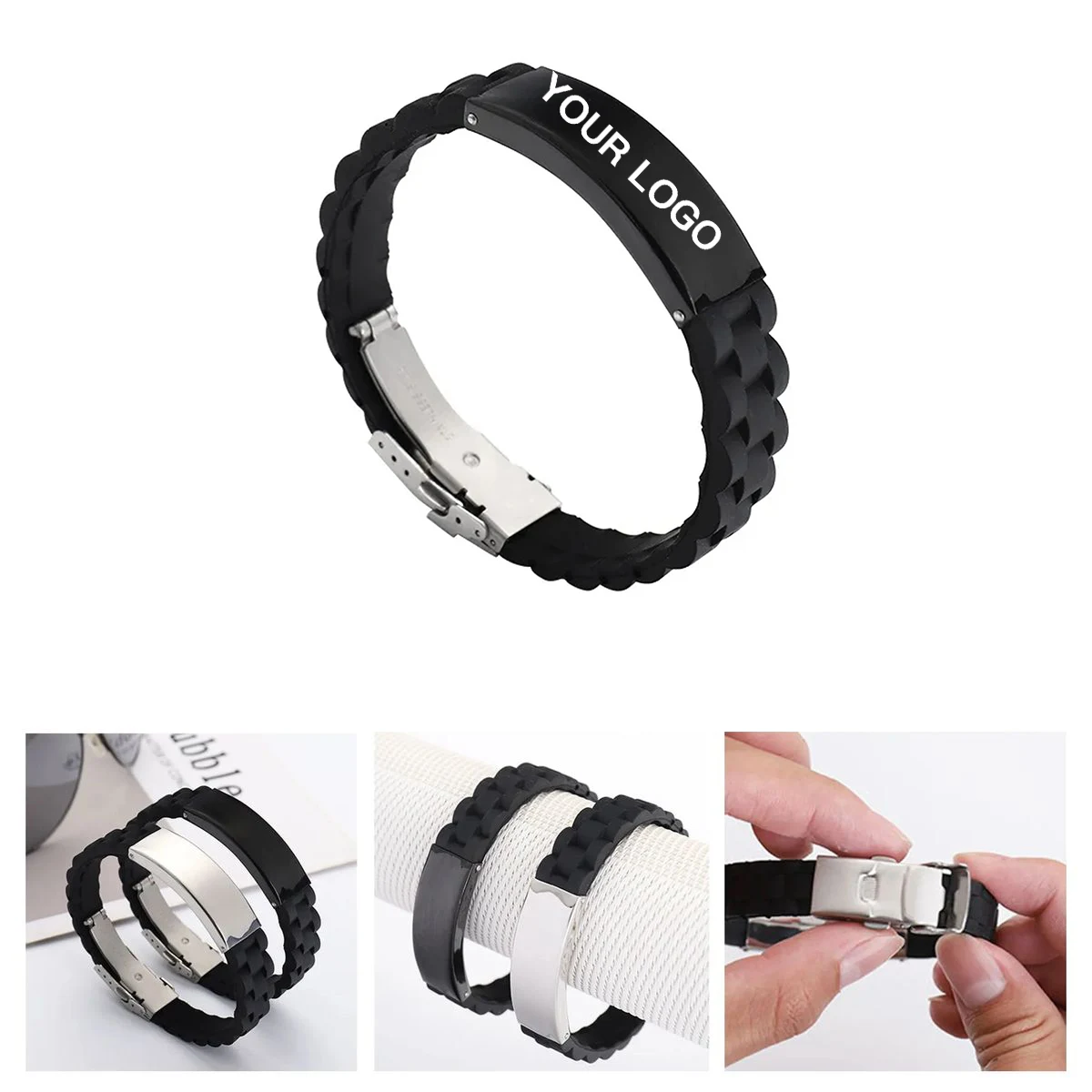 Adjustable Stainless Steel Silicone Bracelet 1