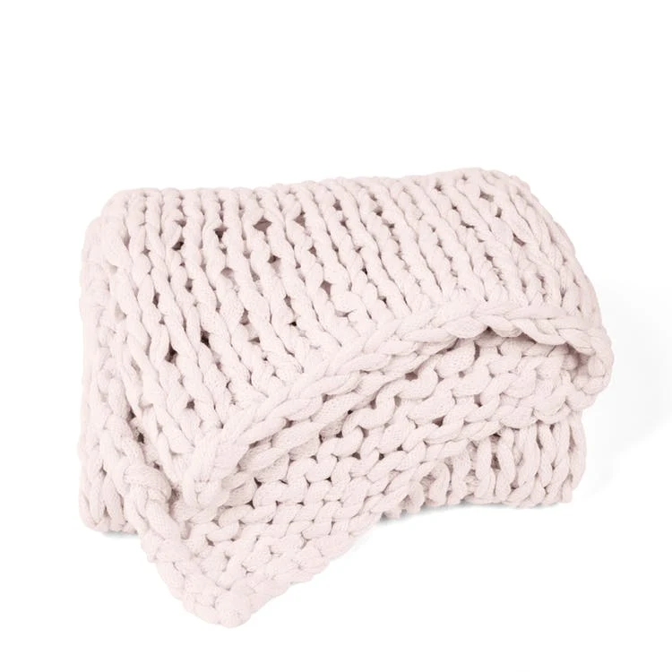 Chunky Knit Throw Blanket - Blush Acrylic 47" x 59" 1