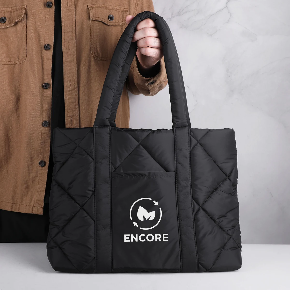 Quilted Puffer Nylon Tote 1