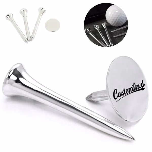 Custom 42mm Zinc Alloy Golf Tee with Electroplated Finish — Branded Golf Essential