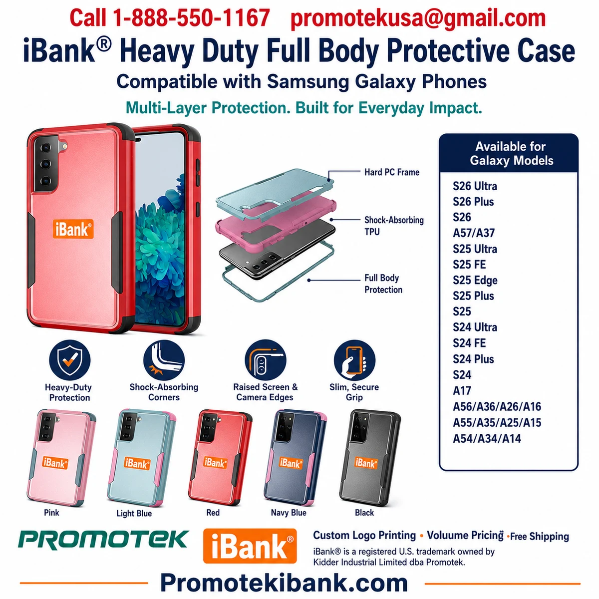 iBank® Heavy Duty Full Body Protective Case compatible with Samsung Galaxy phones 1
