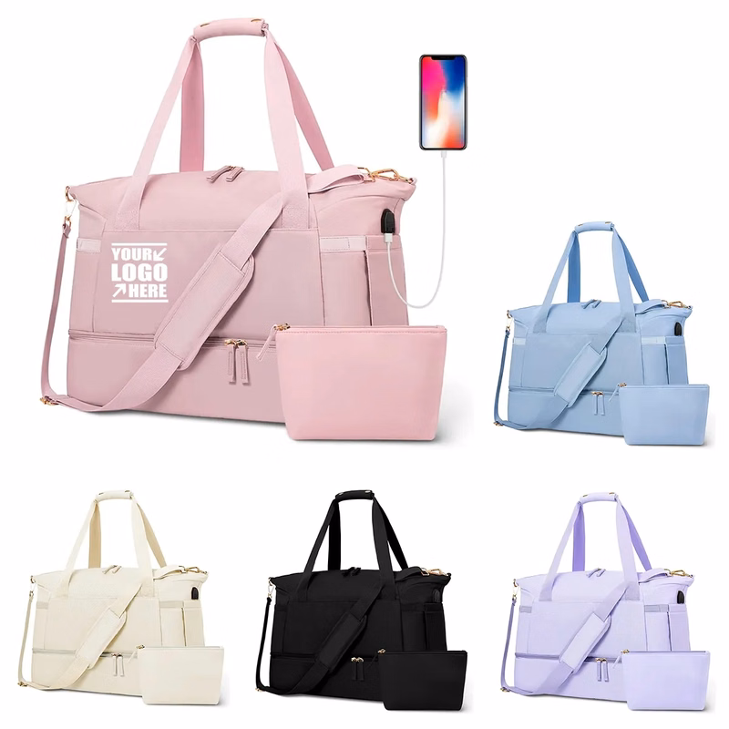Sports Travel Duffel Gym Yoga Bag with USB Charging Port