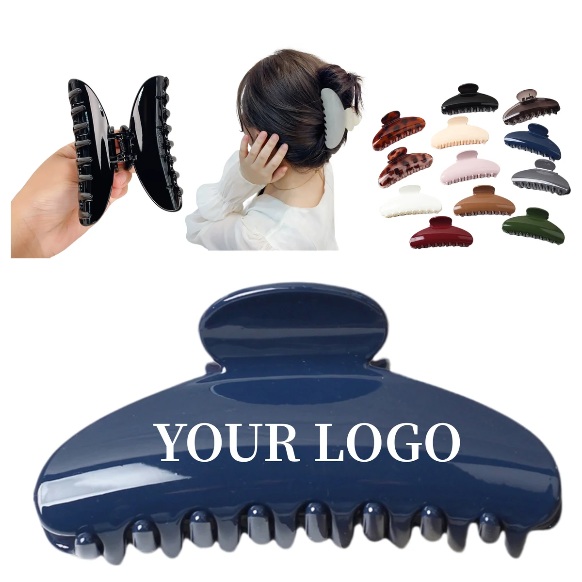 4.13In Oval Plastic Hair Claw Large Elegant 1