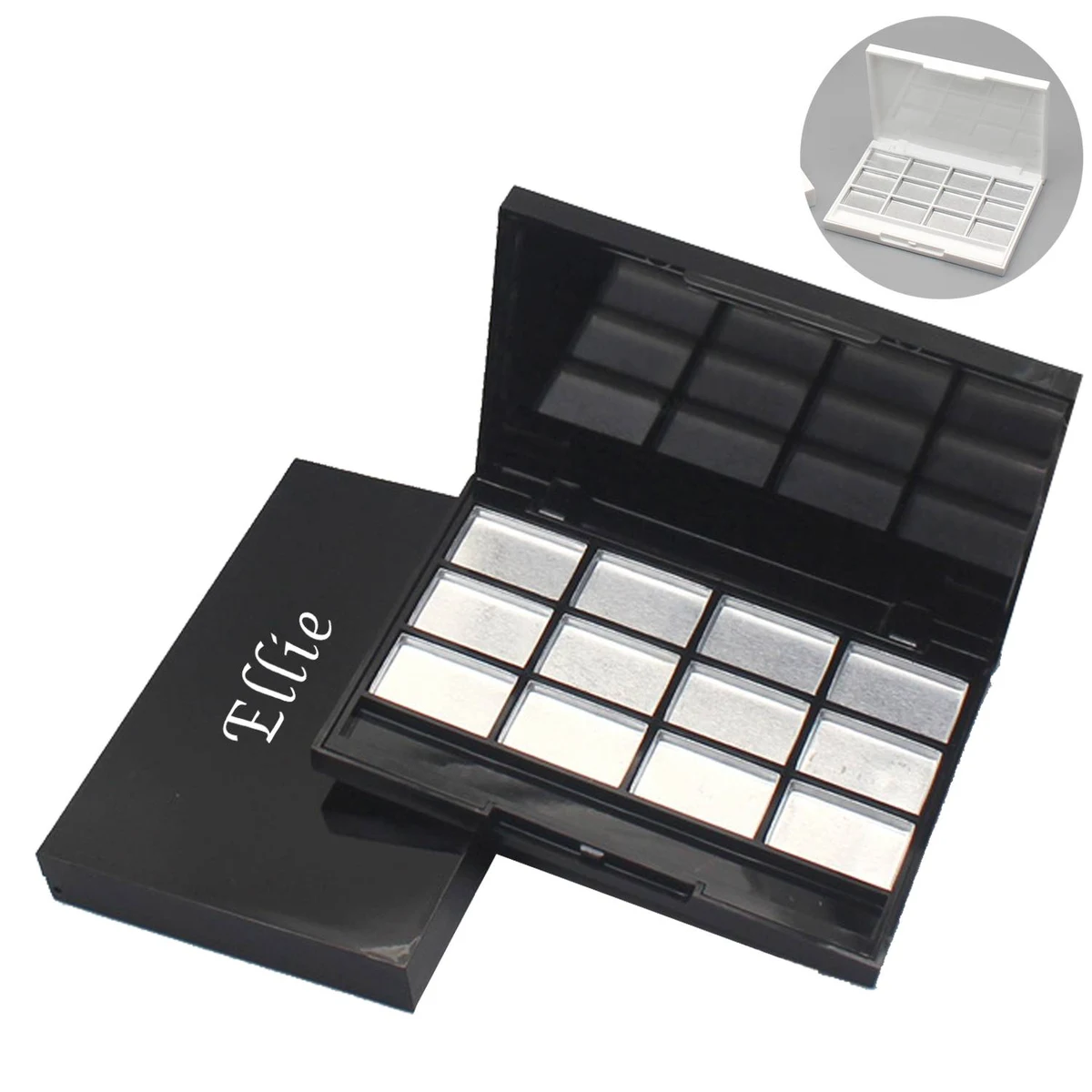 Empty makeup box with 12 grids and a brush slot 1