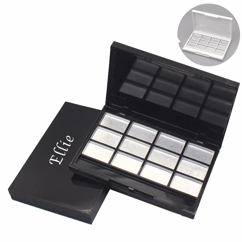 Empty makeup box with 12 grids and a brush slot
