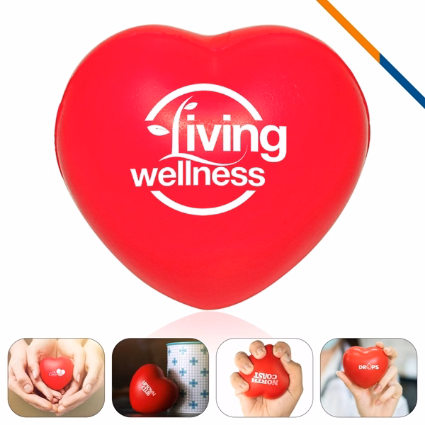 Custom Polyurethane Heart Stress Ball with Sentimental Design — Care & Wellness Promo