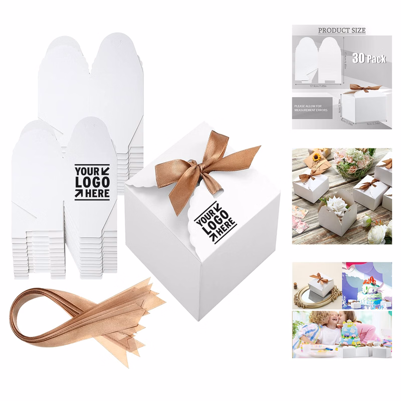 3.5 x 3.5 x 2.4 Inch Wedding Small Gift Boxes with Bow Bulk