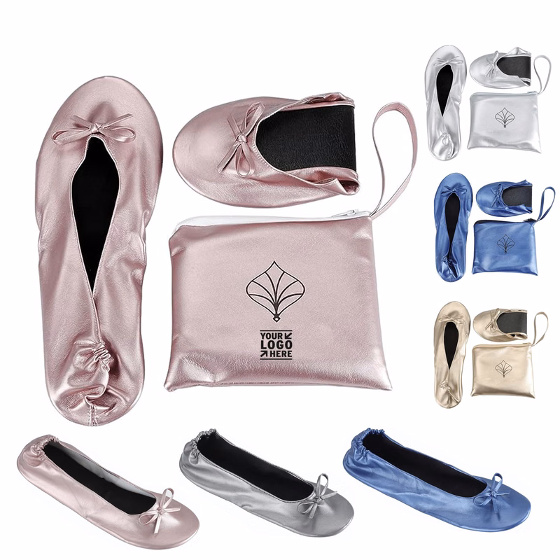 Foldable Blallet Flats Roll Up Slipper Women's Wedding Shoes with Pouch