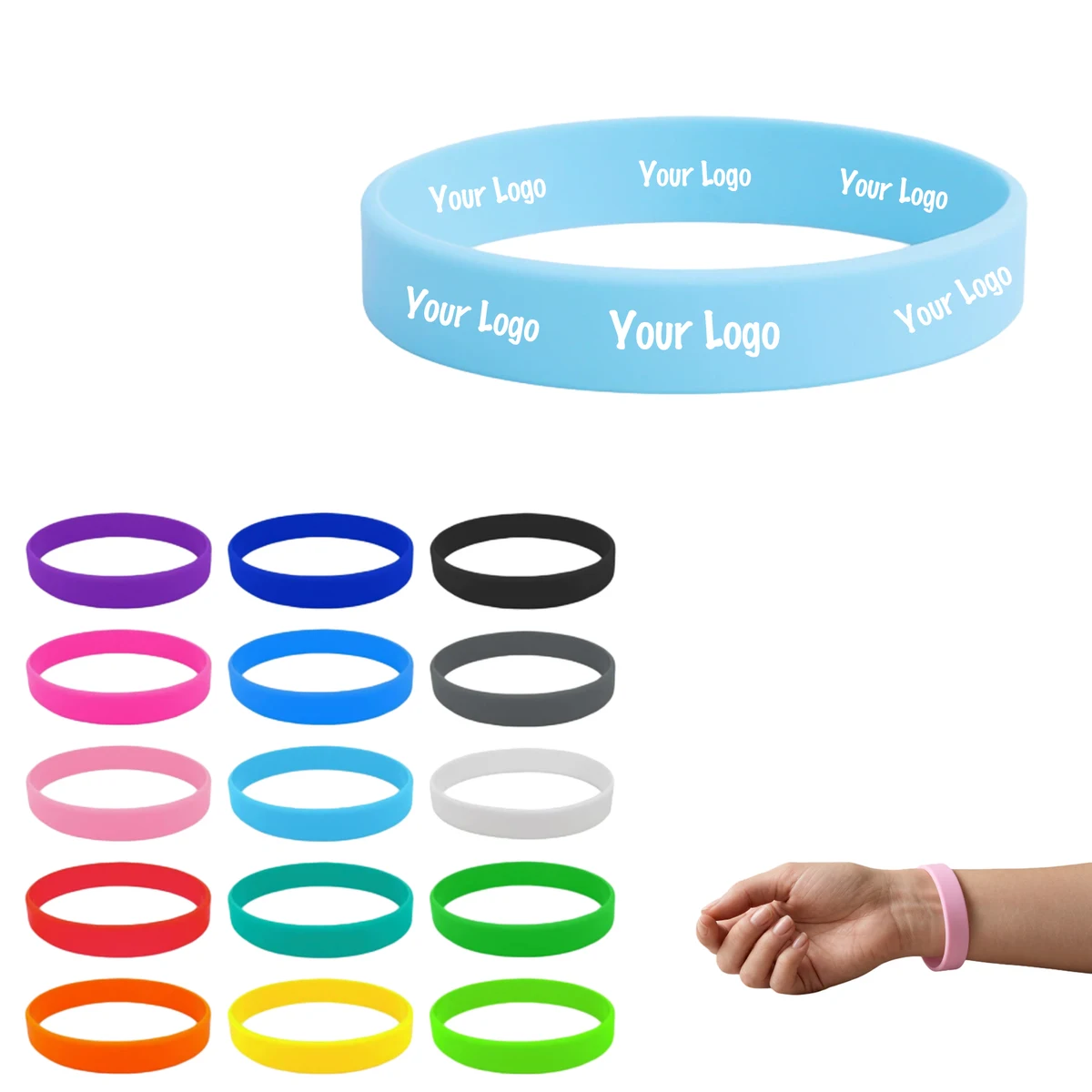 Silicone Solid Color Bracelet 202*12 Customizable With Logo 1