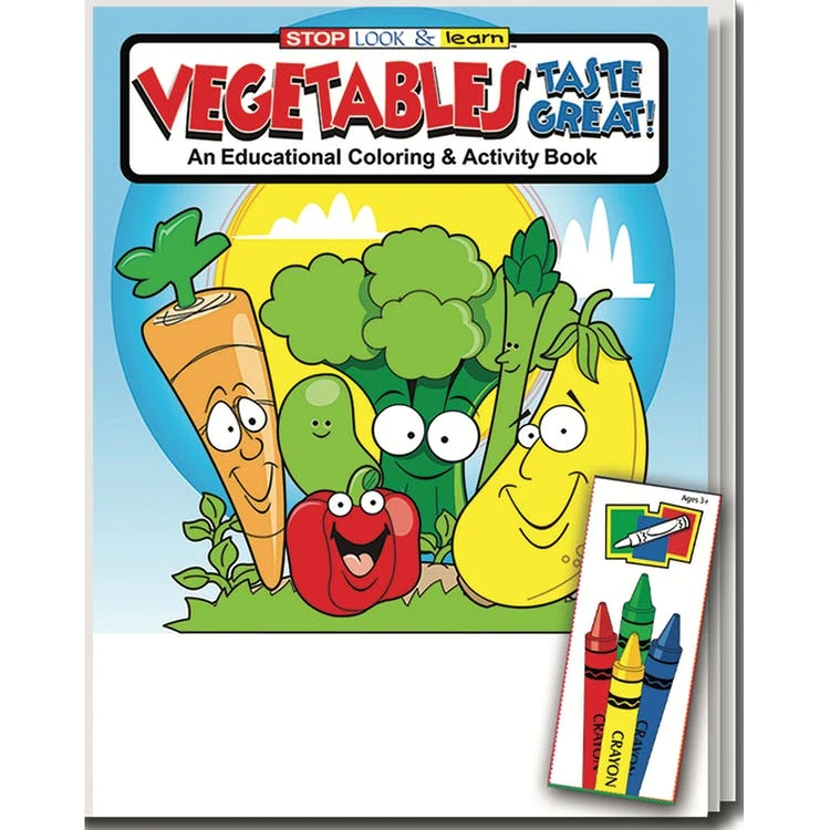 Vegetables Taste Great Coloring Book Sets - 4 Pack Crayons Ages 3-11 1
