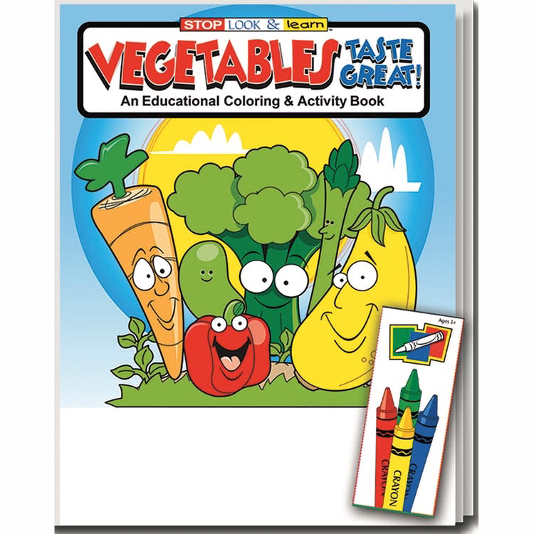 Vegetables Taste Great Coloring Book Sets - 4 Pack Crayons Ages 3-11