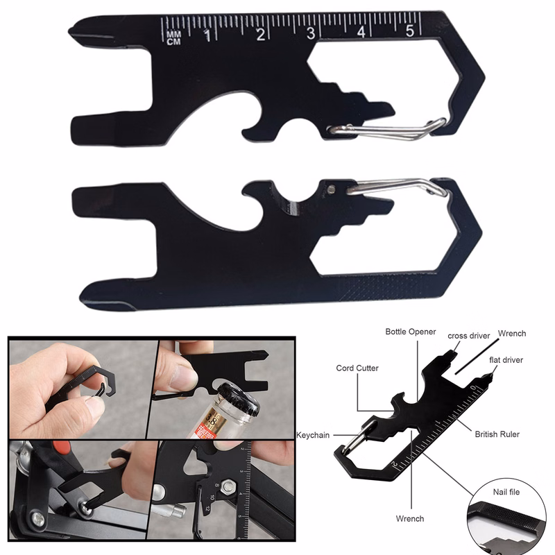 9 in 1 Keychain EDC Multi Tool Carabiner Multifonction Pocket Backpack Tool Gadget
