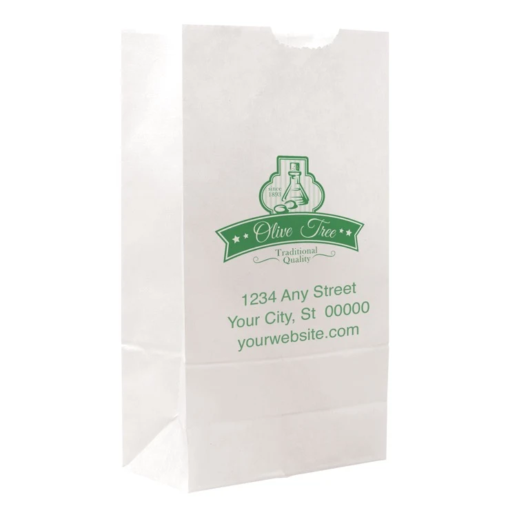 One Color 1-Sided SOS White Paper Bags (4.25" x 8.1875" x 2.375") 1