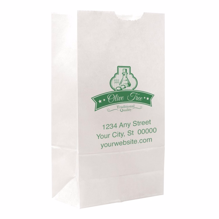 One Color 1-Sided SOS White Paper Bags (4.25" x 8.1875" x 2.375")
