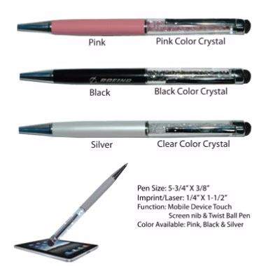 Crystal Capacitance Pen - Black with Silver Trim
