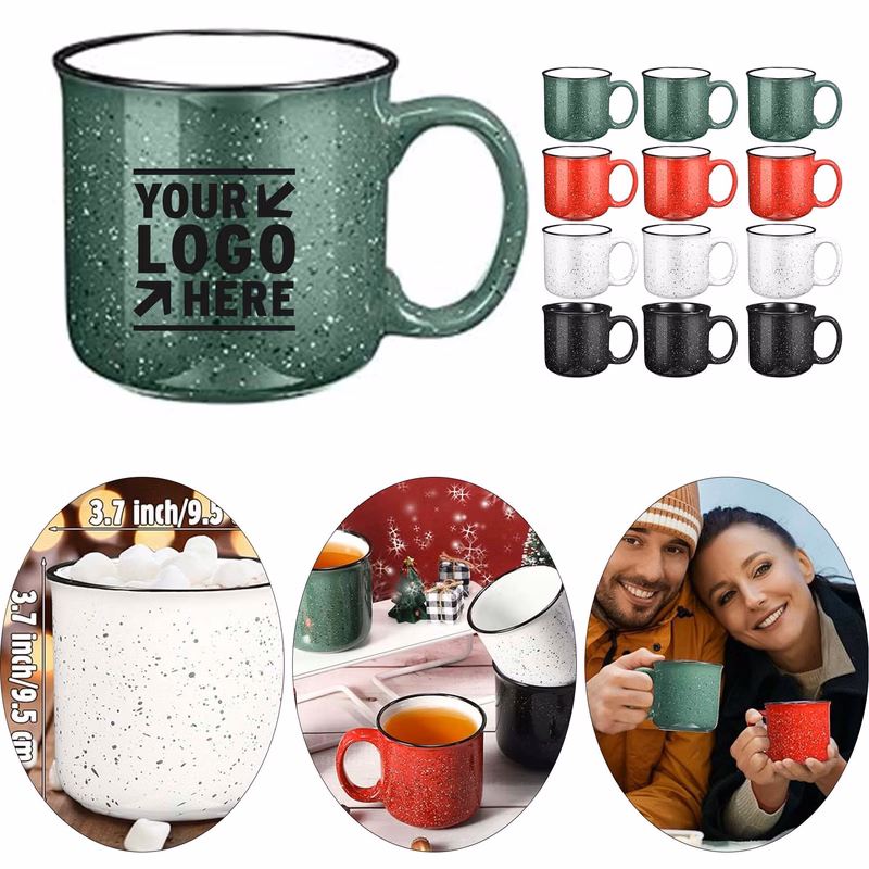13 OZ Ceramic Gift Mug Speckled Camping Tea Hot Chocolate Campfire Coffee Cup